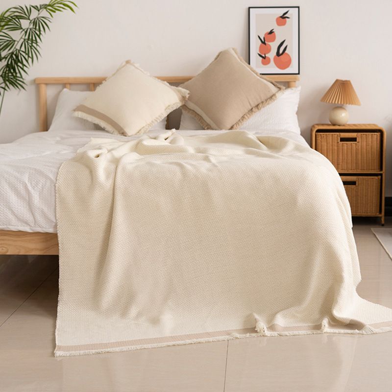 Solid Color Bed End Blanket Tassel Edge Sofa Blanket Living Room Blanket Bed With Air Conditioning Blanket Bed Cover Bed Flag Towel_maomaolike.com