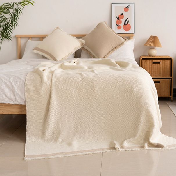 Solid Color Bed End Blanket Tassel Edge Sofa Blanket Living Room Blanket Bed With Air Conditioning Blanket Bed Cover Bed Flag Towel_maomaolike.com