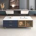 Modern Coffee Table With 2 Glass Door Storage, 4 Drawers, Gold Metal Legs, And Multi-Color Lighting In 47.2''_maomaolike.com