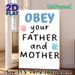 Family Respect Quote Painting Poster, Cute Hand-drawn Style With Pink & Blue Hand Prints Poster, Warm Reminder Of Honoring Parents, Suitable For Home_maomaolike.com