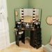 Corner Vanity Desk With 3-Color LED Lighted Mirror And Power Outlet_maomaolike.com