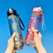 800ML New Creative Trendy Printed Space Cup With A Portable Strap, Pop-Up Lid, Plastic Design, Stylish Straw - For Teens_maomaolike.com