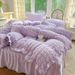 Bubble Gauze Skirt Four-Piece Bedding Korean Style Ins Girl Washed Cotton Quilt Cover Bed Sheet Dormitory Three-Piece Set 4_maomaolike.com