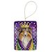 Sheltie King Of Mardi Gras Porcelain Ornament Christmas Tree Hanging Decorations For Home Christmas Holiday, Rectangle, Gift, Multicolor_maomaolike.com
