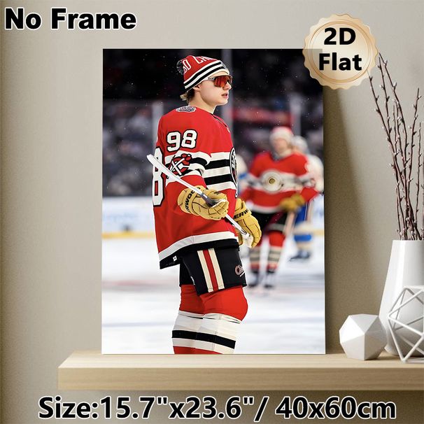 Ice Hockey Player Painting Poster, Dynamic Realistic On-ice Competition Scene Poster, Captures Authentic Sports Intensity, Ideal For Home Game Rooms_maomaolike.com