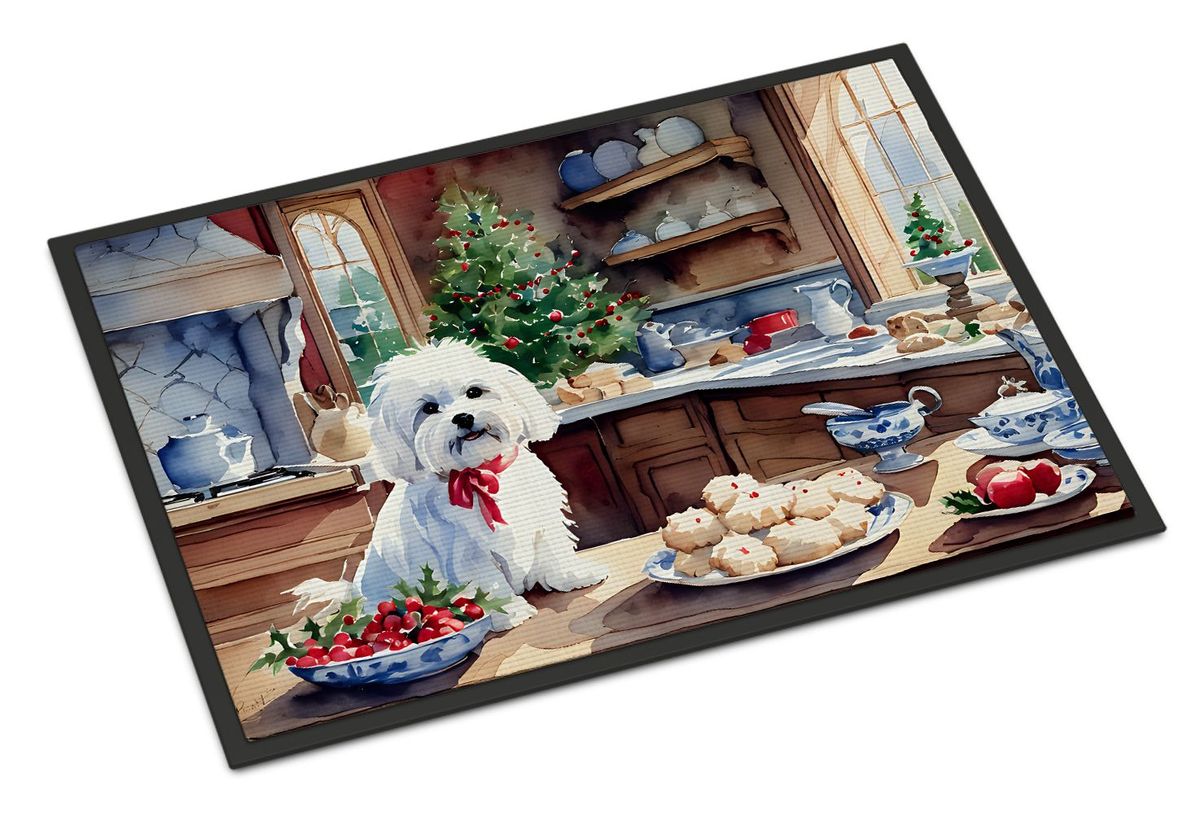 Maltese Christmas Cookies Doormat Front Door Mat Indoor Outdoor Rugs For Entryway, Non Slip Washable Low Pile, 24H X 36W_maomaolike.com