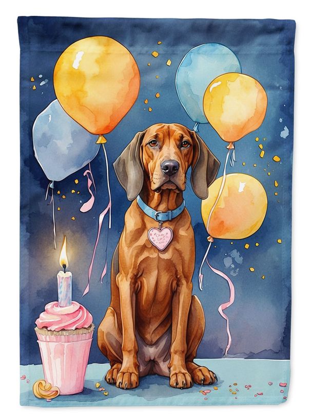 Redbone Coonhound Happy Birthday House Flag Large Porch Sleeve Pole Decorative Outside Yard Banner Artwork Wall Hanging, Polyester, House Size, Multicolor_maomaolike.com