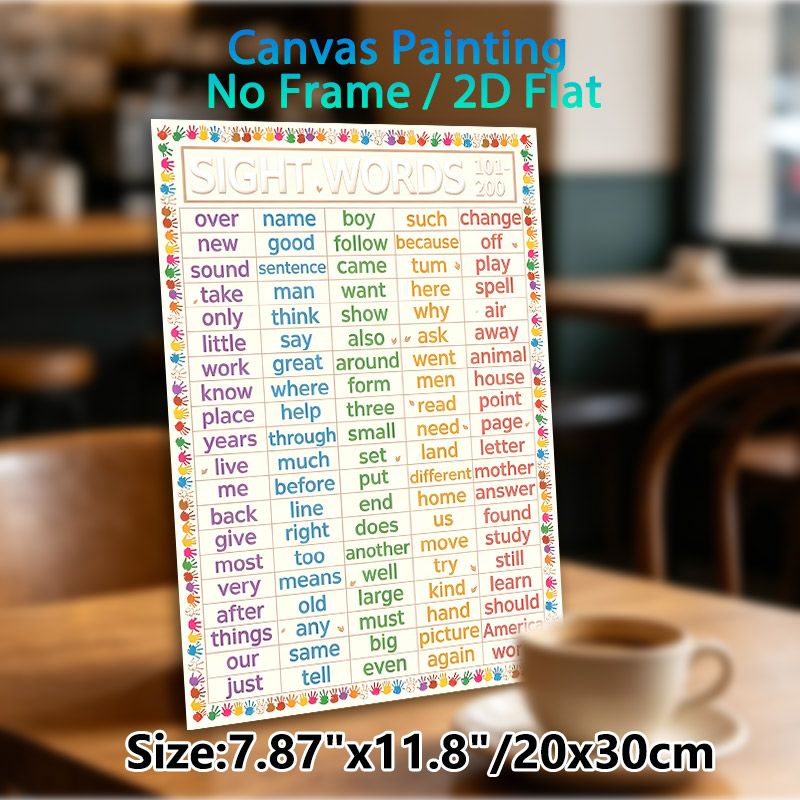 Sight Words 101-200 Painting Poster, Colorful Structured Educational Poster, Assists Sight Word Learning Ideal For Study Areas, Classrooms_maomaolike.com