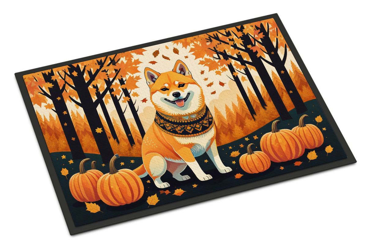 Shiba Inu Fall Doormat Front Door Mat Indoor Outdoor Rugs For Entryway, Non Slip Washable Low Pile, 24H X 36W_maomaolike.com