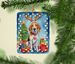 English Foxhound Christmas Reindeer Porcelain Ornament Christmas Tree Hanging Decorations For Home Christmas Holiday, Rectangle, Gift, Multicolor_maomaolike.com