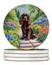 Cocker Spaniel Spring Path Large Sandstone Coasters Pack Of 4 Absorbent Round Coasters Decor Gifts For Men Or Women, 4 In, Multicolor_maomaolike.com