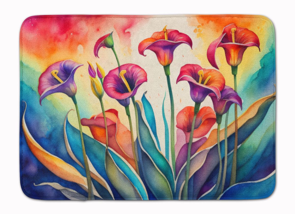 Calla Lilies In Color Memory Foam Kitchen Mat Machine Washable Anti-Fatigue Mat Cushion Comfort Bath Mat Or Kitchen Rug_maomaolike.com