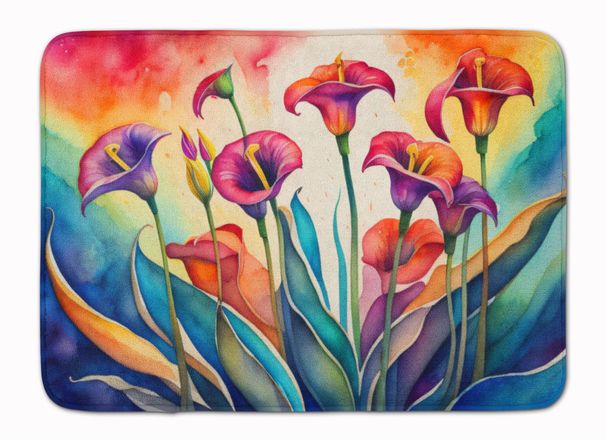 Calla Lilies In Color Memory Foam Kitchen Mat Machine Washable Anti-Fatigue Mat Cushion Comfort Bath Mat Or Kitchen Rug_maomaolike.com