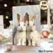Two Rabbits Painting Poster, Textured Impasto-style Paired Rabbits Poster, Soft-toned Animal Artwork Adds Warm Rustic Touch, Ideal For Living Room_maomaolike.com