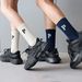 Zhuoxinder 1 Pair Autumn Winter Unisex Socks Letter Print Moisture Absorption Solid Color Korean Middle Tube Socks For Running-Black_maomaolike.com