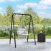 Hammock Swing Chair, Macrame Hanging Chair With Large Cushion, Chain, Steel Frame For Indoor Outdoor Use, Gray_maomaolike.com