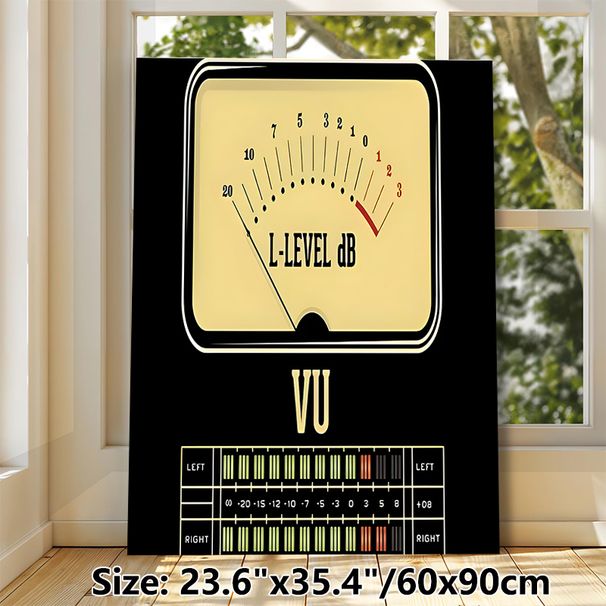 Audio VU Meter Painting Poster, Vintage Retro Audio Level Meter With DB Scale Poster, Unique Music-themed Decor Ideal For Home Audio Rooms, Music_maomaolike.com