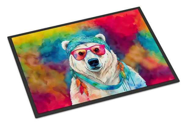 Hippie Animal Polar Bear Doormat Front Door Mat Indoor Outdoor Rugs For Entryway, Non Slip Washable Low Pile, 24H X 36W_maomaolike.com