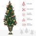 HOMCOM Prelit Holiday Christmas 4-Piece Set, Garland Wreath And Set Of 2 Entrance Trees With Warm White LED Lights, Red Berries, Pine Cones, Green_maomaolike.com