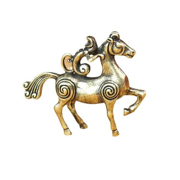 Chinese Style Metal Solid Antique Horse Animal Ornament Desktop Tea Pet Office Stall Decoration New Product_maomaolike.com