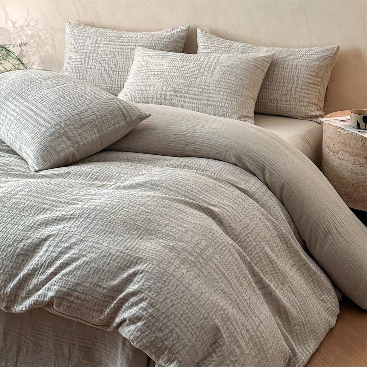 SetMicrofiber Duvet Cover Class A Maternal Infant Grade Simple Pure Cotton Linen Four-piece Set, Skin-friendly, Soft,_maomaolike.com