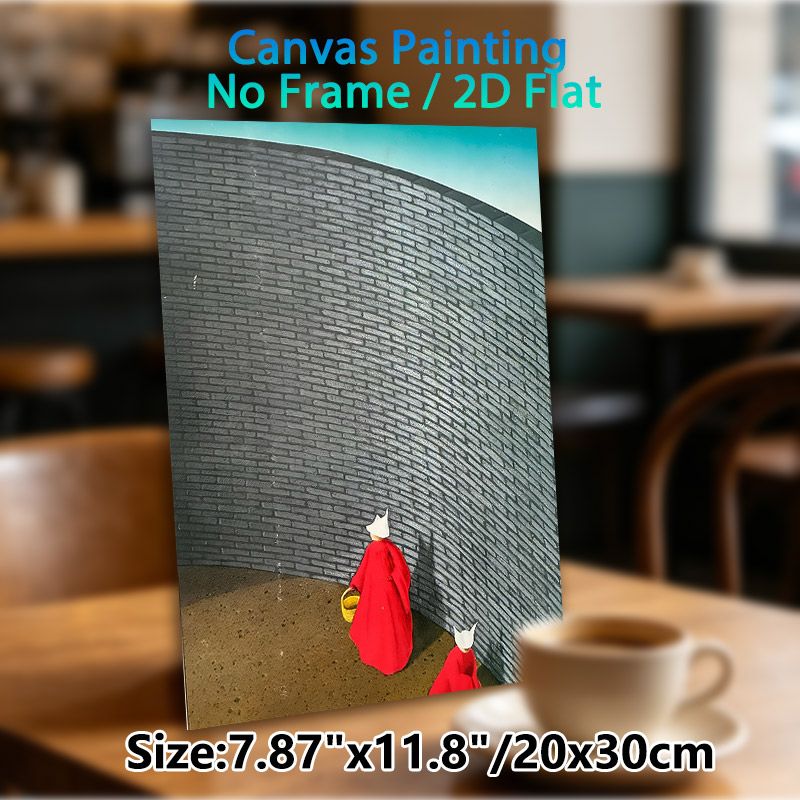 Robed Figures In Curved Brick Passage Painting Poster, Mysterious Surreal-style Poster, Thought-provoking Artistic Decor Suitable For Living Room_maomaolike.com
