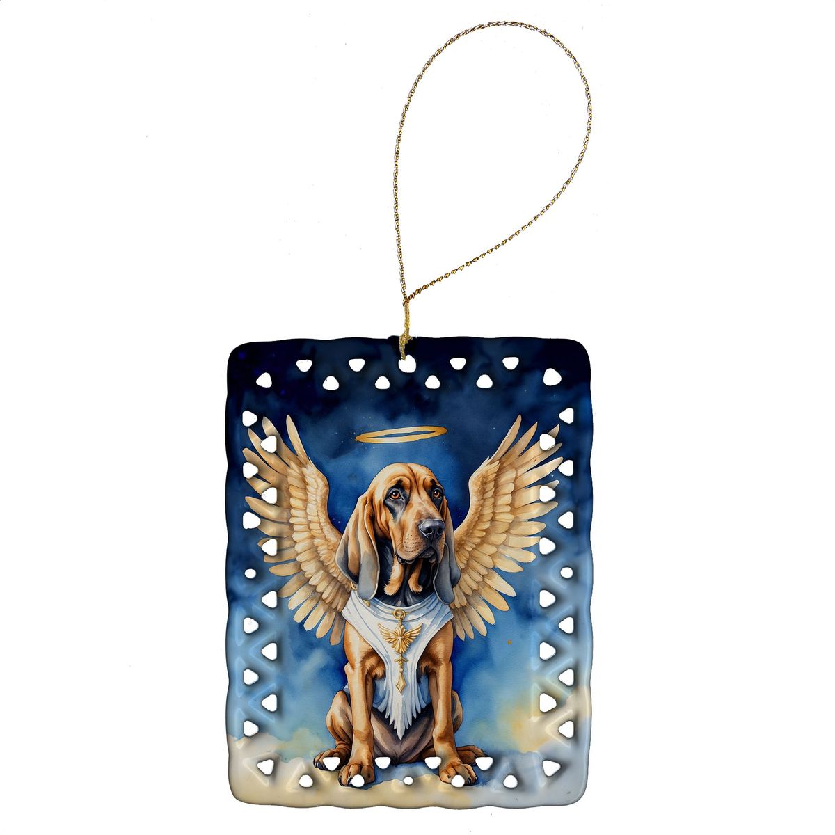 Bloodhound My Angel Porcelain Ornament Christmas Tree Hanging Decorations For Home Christmas Holiday, Rectangle, Gift, Multicolor_maomaolike.com