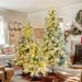 Pre-Lit Spruce Snow Flocked Christmas Tree Set-4 Ft, 6 Ft, 7.5 Ft Artificial Hinged Xmas Tree With 800 Warm-Yellow & Colorful LED Lights, 8 Flashing Modes, Holiday Office Home Décor_maomaolike.com