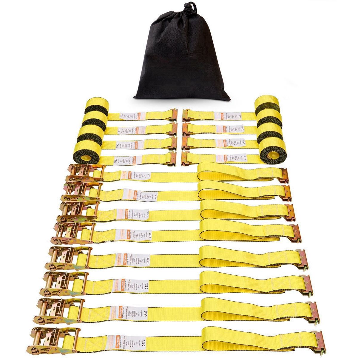 Ratchet Tie Down Straps (8PK), 4400 Lb Break Strength, E-Track Endless Ratchet With 8 Premium 2" X 15' Rachet Tie Downs Heavy Duty, For Moving Securing Cargo, Appliances, Lawn Equipment_maomaolike.com