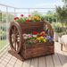 2-Tier Raised Garden Bed Rustic Fir Wood Wagon Shape With Drainage Holes And Wheels For Growing Flowers Or Displaying Potted Plants_maomaolike.com