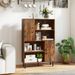 47 Inch Storage Cabinet Freestanding Bookcase With 2 Doors And 4 Open Shelves With Adjustable Foot Pads For Books, Photos, Decorations And Storage Boxes_maomaolike.com