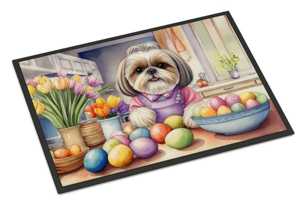 Decorating Easter Shih Tzu Doormat Front Door Mat Indoor Outdoor Rugs For Entryway, Non Slip Washable Low Pile, 24H X 36W_maomaolike.com