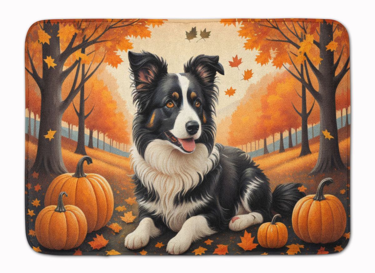 Border Collie Fall Memory Foam Kitchen Mat Machine Washable Anti-Fatigue Mat Cushion Comfort Bath Mat Or Kitchen Rug_maomaolike.com