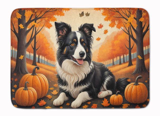 Border Collie Fall Memory Foam Kitchen Mat Machine Washable Anti-Fatigue Mat Cushion Comfort Bath Mat Or Kitchen Rug_maomaolike.com