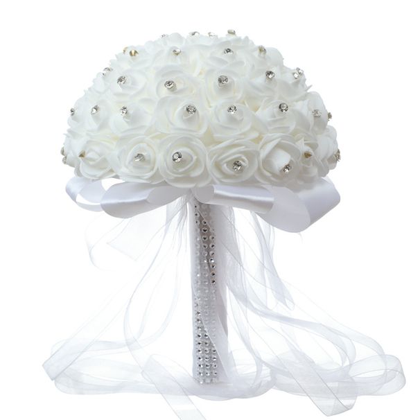Festive & Party Supplies White Diamond Bridal Bouquet Simulation Pe Foam Flower Wedding Photography Props_maomaolike.com