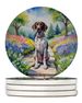 German Shorthaired Pointer Spring Path Large Sandstone Coasters Pack Of 4 Absorbent Round Coasters Decor Gifts For Men Or Women, 4 In, Multicolor_maomaolike.com