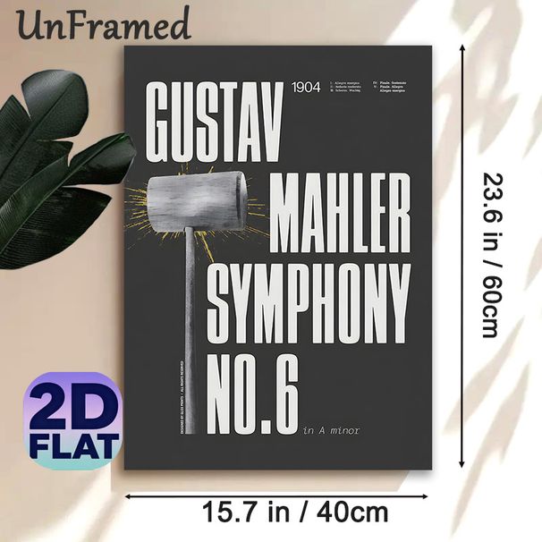 Gustav Mahler Symphony No.6 Painting Poster, Minimalist Dark-toned Vintage Music-themed Poster, Stylish Classical Music Decor Ideal For Living Room_maomaolike.com