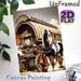 Horse & Ornate Carriage Painting Poster, Vintage Detailed Art Scene Poster, Delivers Rustic Nostalgic Vibe For Living Room, Bedroom_maomaolike.com