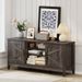 Farmhouse TV Stand For TVs Up To 65 Inch Entertainment Center With 2 Storage Cabinets & Position Adjustable Shelf Adjustable Foot Pads_maomaolike.com