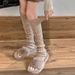 Tights Fine straight long leg tights y2k over the knee knit pile sock yarn leg warm 100 foot cover_maomaolike.com