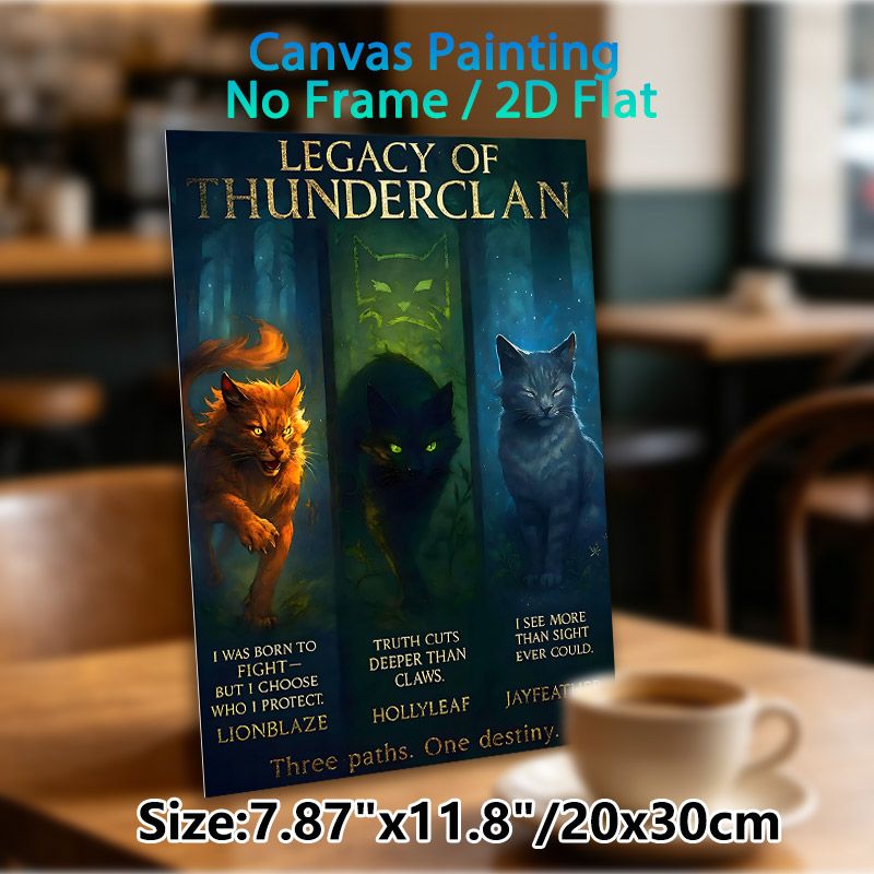 Warrior Cats Thunderclan Legacy Painting Poster, Mystical Dark-toned Fantasy Feline Poster, Captivating Clan-themed Artwork Ideal For Living Room_maomaolike.com