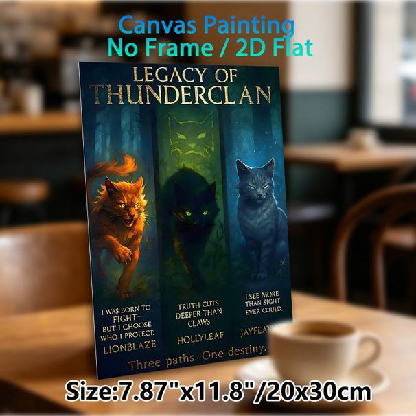 Warrior Cats Thunderclan Legacy Painting Poster, Mystical Dark-toned Fantasy Feline Poster, Captivating Clan-themed Artwork Ideal For Living Room_maomaolike.com