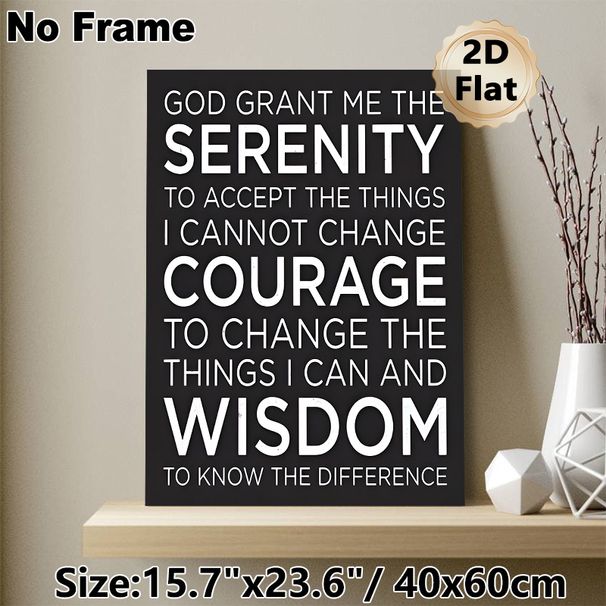 Serenity Prayer Painting Poster, Minimalist Black & White Typography Poster, Inspirational Text To Foster Inner Peace, Suitable For Living Room, Study_maomaolike.com
