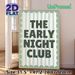 The Early Night Club Painting Poster, Soft Sage Green Striped With Scalloped Edge Poster, Playful Typography Decor Ideal For Bedroom, Living Room And_maomaolike.com
