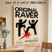 Original Raver Painting Poster, Bold Minimalist Graphic Poster, Retro Rave Culture Design With Dancing Figures, Ideal For Bedroom, Music Studio And_maomaolike.com