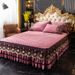 Winter Thickened Milk Skirt Three-Piece Set Quilted Cover Single Coral Fleece French Crystal Velvet Bed Sheet_maomaolike.com