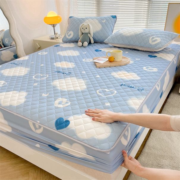 Quilted Thickened Sheet Single Piece Bed Cover Non-Slip Fixed Dustproof Full Wrap Protector For Simmons Mattress_maomaolike.com