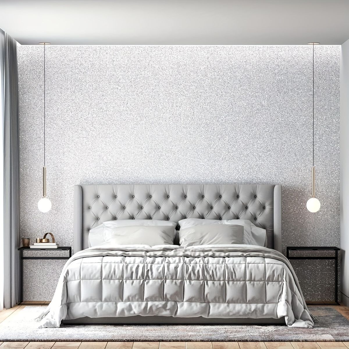 New Glitter Bedroom Living Room Removable Decoration Self-Adhesive Silver Powder Sticker Wallpaper_maomaolike.com