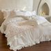 Wholesale French Skin-Friendly Soft Solid Color Embroidered Polka Dot Washed Cotton Four-Piece Princess Style Ruffled Edge 4-Piece_maomaolike.com