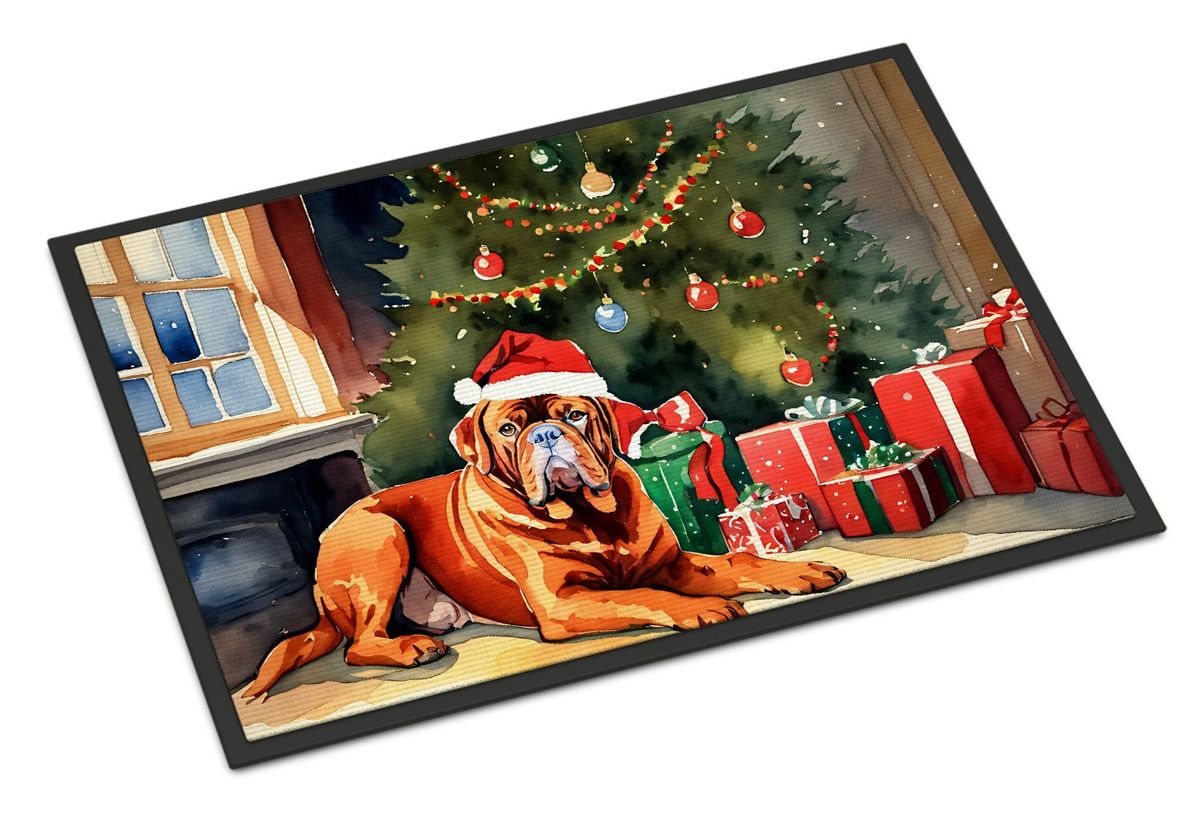 Dogue De Bordeaux Cozy Christmas Doormat Front Door Mat Indoor Outdoor Rugs For Entryway, Non Slip Washable Low Pile, 24H X 36W_maomaolike.com